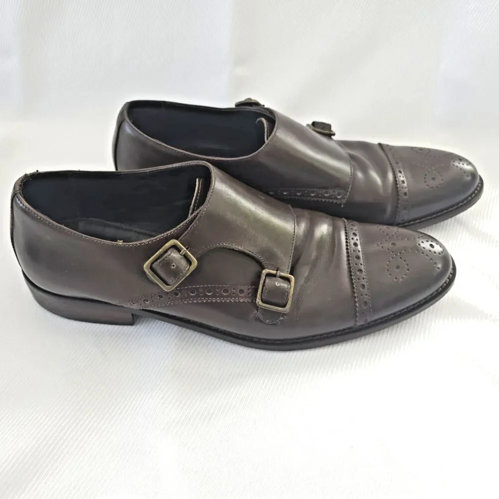 👞 Bruno Magli Alfanzo Shoes – Men's 11M – Dark Brown Monk Strap – Italy Leather